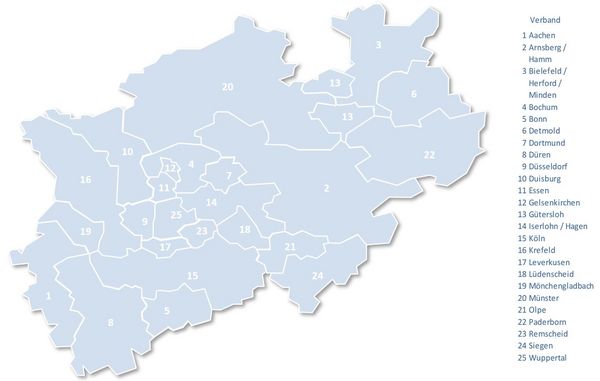 Landkarte M+E-Verbände NRW